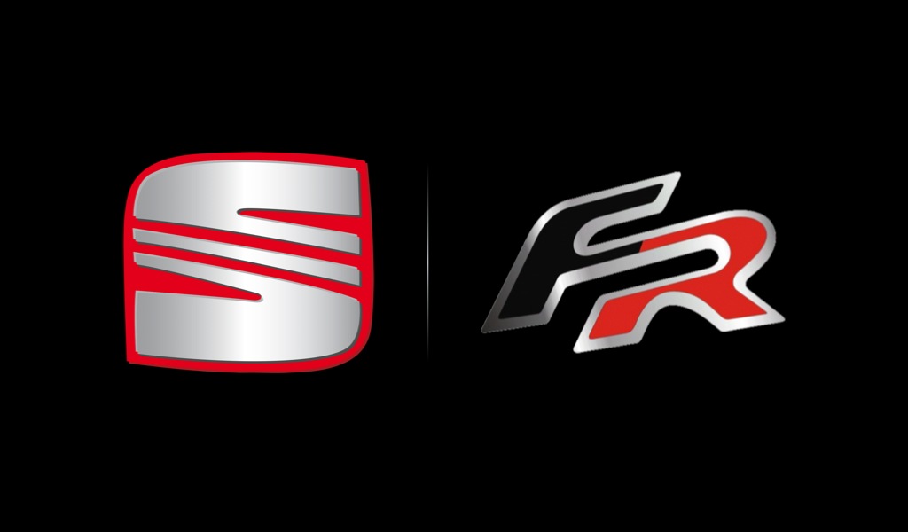 Boot logo: SEAT badge (1999–2012) with chrome separator and FR logo on black